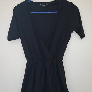Black mini dress deep v neck